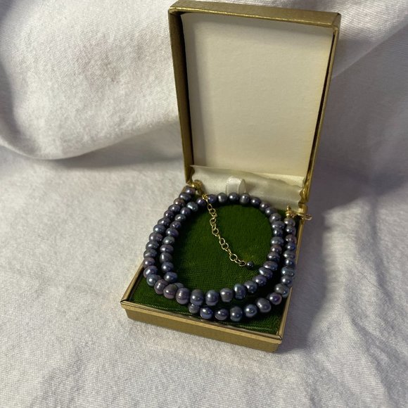 Black Pearl Choker Necklace w/ Extender - FRESHLY RESTRUNG - Picture 1 of 10